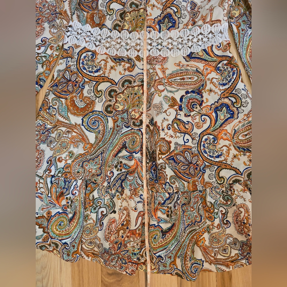 Paisley Long Sleeve Dress with Lace Detail, L - Picture 12 of 16